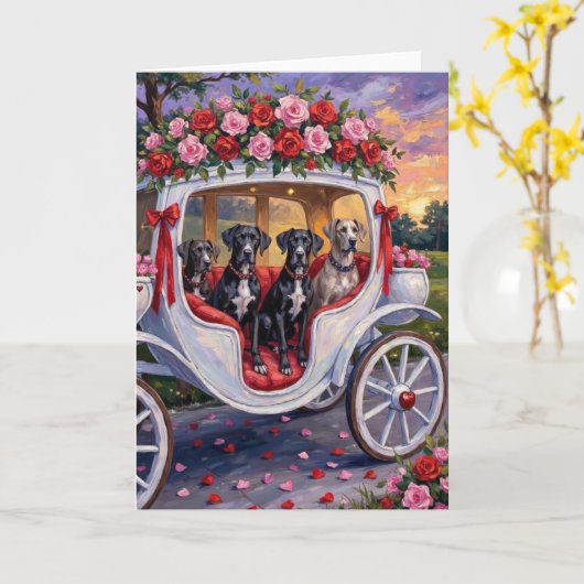 Great Dane Dog Valentine's Day Kaart (Gele Bloem)