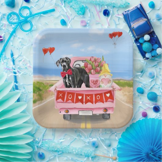 Great Dane Dog Valentine's Day Truck Papieren Bordje (Feest)