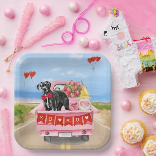 Great Dane Dog Valentine's Day Truck Papieren Bordje (Feest)