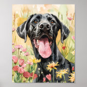 Great Dane Dog Wall Art Poster Waterverf Print (Voorkant)