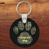 Great Dane Dog Yellow & Black Grid Line Sleutelhanger (Achterkant)
