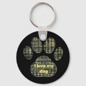 Great Dane Dog Yellow & Black Grid Line Sleutelhanger (Achterkant)