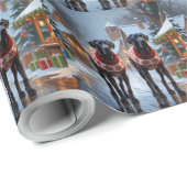Great Dane Dogs Christmas Snow Holiday Cadeaupapier (Rol Hoek)