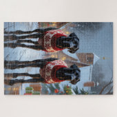 Great Dane Dogs Christmas Snow Holiday Legpuzzel (Horizontaal)