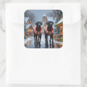 Great Dane Dogs Christmas Snow Holiday Vierkante Sticker (Tas)