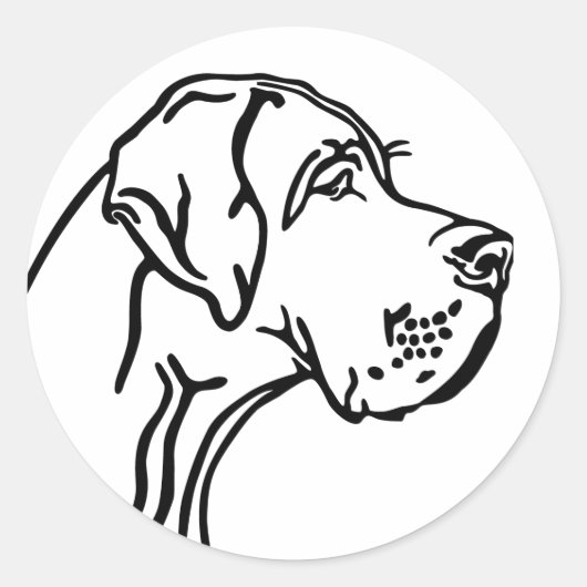 Great Dane drawing Ronde Sticker (Voorkant)