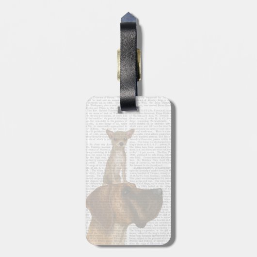 Great Dane en Chihuahua Bagagelabel (Achterkant verticaal)