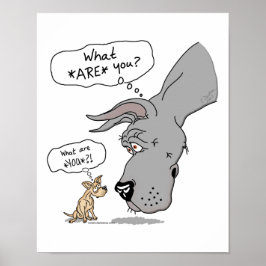 Great Dane en Chihuahua Blue Poster