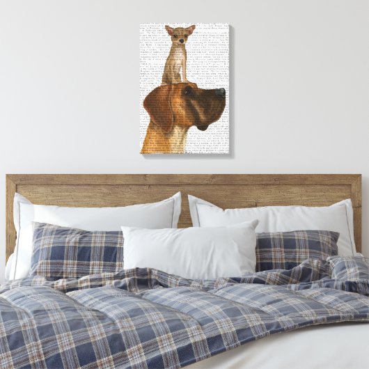 Great Dane en Chihuahua Canvas Afdruk (Insitu (Slaapkamer))