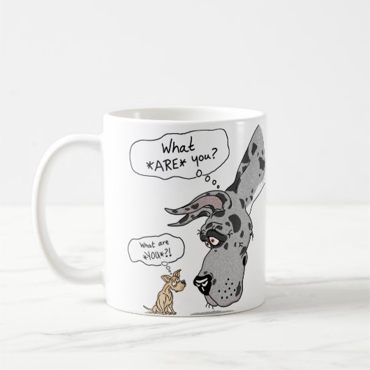 Great Dane en Chihuahua Merle Koffiemok (Links)