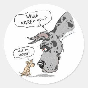 Great Dane en Chihuahua Merle Ronde Sticker