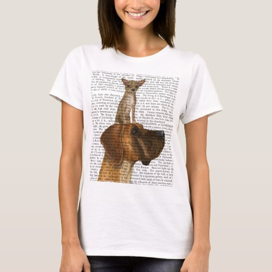 Great Dane en Chihuahua T-shirt (Voorkant)