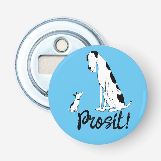 Great Dane en Jack Russel Button Flesopener (Voorkant)