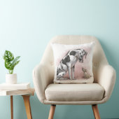 Great Dane en Schotse Terrier Cartoon Kussen (Stoel)