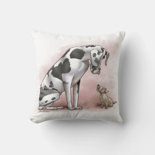 Great Dane en Schotse Terrier Cartoon Kussen