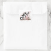 Great Dane en Schotse Terrier Cartoon Vierkante Sticker (Tas)