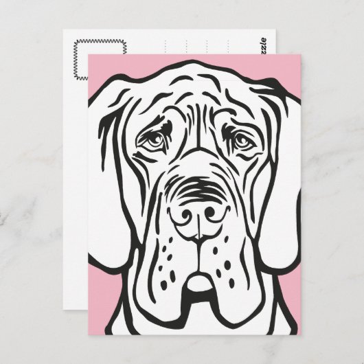 Great Dane Face Briefkaart (Voorkant / Achterkant)