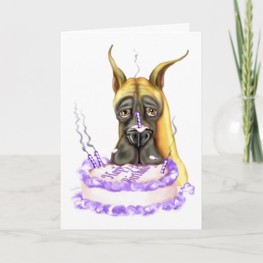 Great Dane Fawn Birthday Cake Kaart (Voorkant)