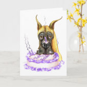 Great Dane Fawn Birthday Cake Kaart (Gele Bloem)
