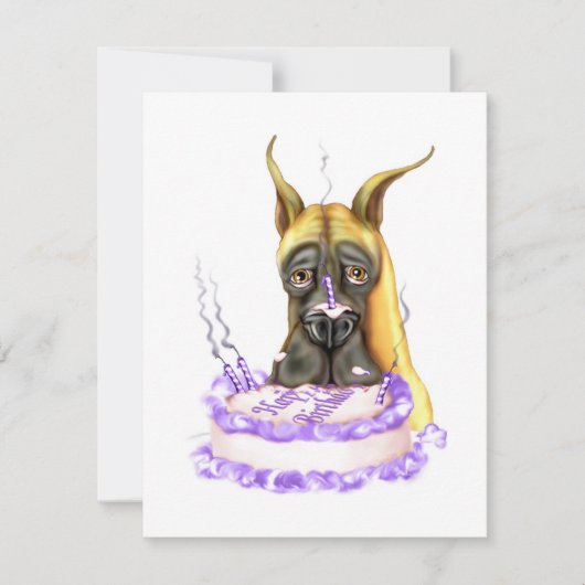 Great Dane Fawn Birthday Cake Kaart (Voorkant)