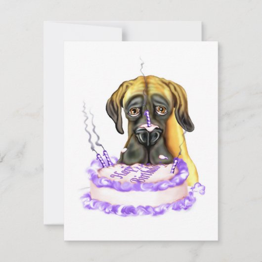 Great Dane Fawn UC Birthday Cake Kaart (Voorkant)