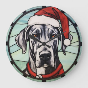 Great Dane Gebrandschilderde Glas Kerstmis Grote Klok