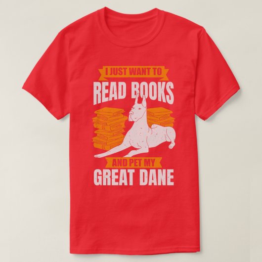 Great Dane German Mastiff Dog Reading Lover Gift T-shirt (Design voorkant)