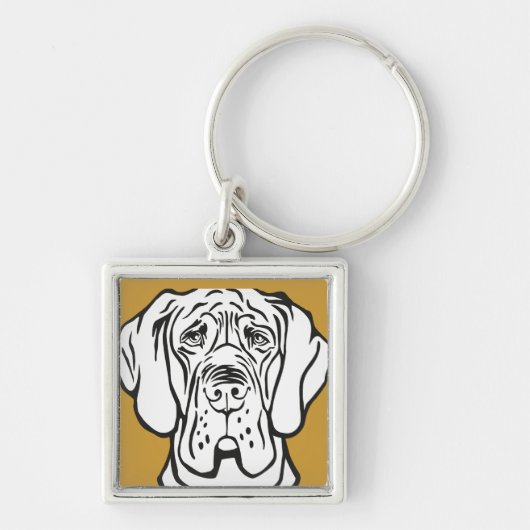 Great Dane Gezicht Sleutelhanger (Voorkant)