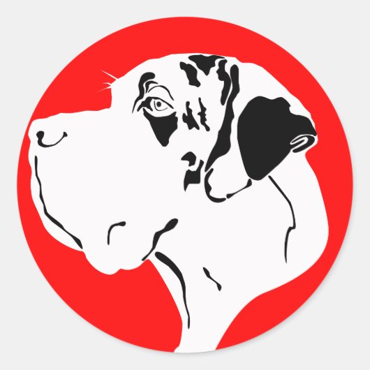 Great Dane grote kop merle Ronde Sticker (Voorkant)