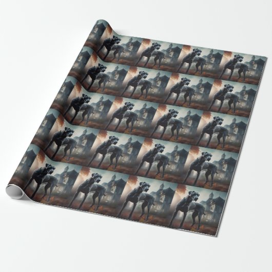 Great Dane Halloween Griezelen Cadeaupapier (Uitgerold)