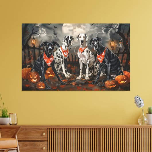 Great Dane Halloween Griezelen Canvas Afdruk (Insitu (Woonkamer))