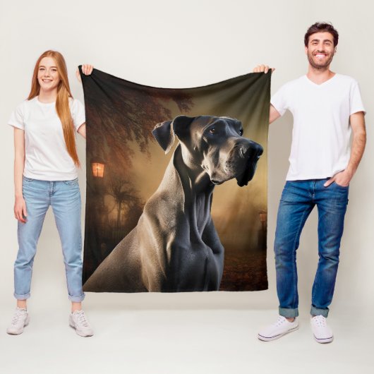 Great Dane Halloween Griezelen Fleece Deken (In situ)