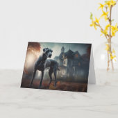 Great Dane Halloween Griezelen Kaart (Gele Bloem)