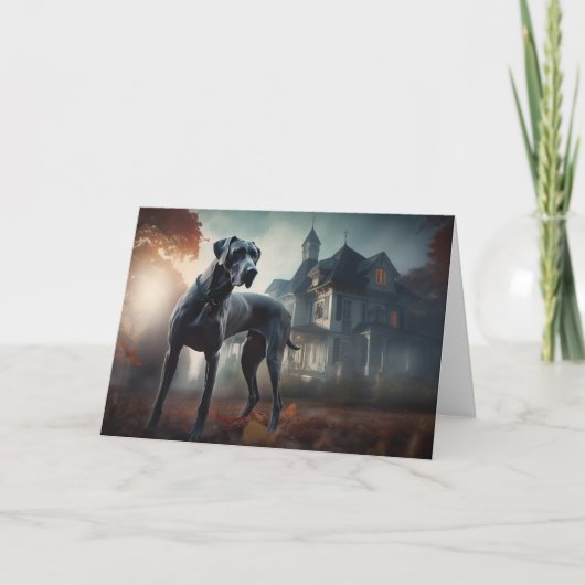 Great Dane Halloween Griezelen Kaart (Voorkant)