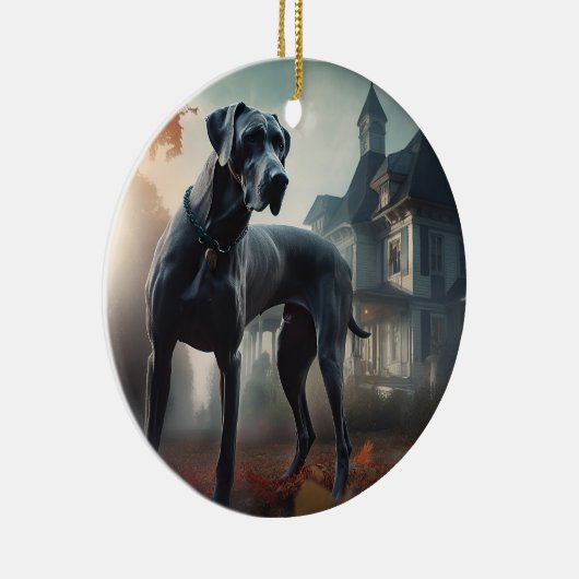 Great Dane Halloween Griezelen Keramisch Ornament (Rechts)