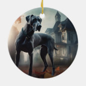 Great Dane Halloween Griezelen Keramisch Ornament (Achterkant)