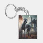 Great Dane Halloween Griezelen Sleutelhanger (Voorkant Links)