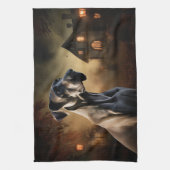 Great Dane Halloween Griezelen Theedoek (Verticaal)