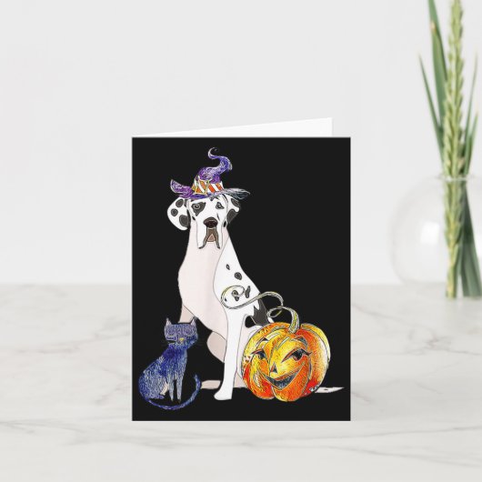 Great Dane Halloween hond Harlekijn Kaart (Voorkant)