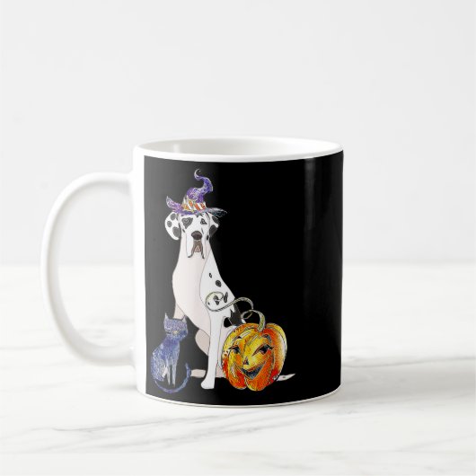 Great Dane Halloween hond Harlekijn Koffiemok (Links)