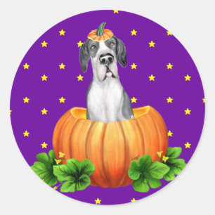 Great Dane Halloween Mantle UC Dane-O-Lantern Ronde Sticker