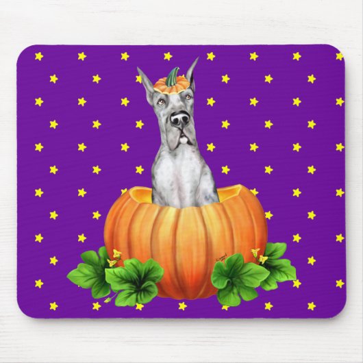 Great Dane Halloween Merle Dane-O-Lantern Muismat (Voorkant)