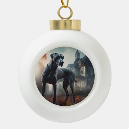 Great Dane Halloween Schrikbarend Keramische Bal Ornament (Voorkant)