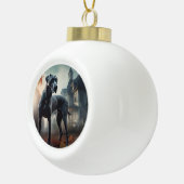 Great Dane Halloween Schrikbarend Keramische Bal Ornament (Rechts)