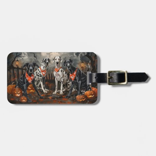 Great Dane Halloween Spoken Bagagelabel (Voorkant horizontaal)