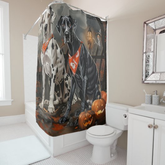Great Dane Halloween Spoken Douchegordijn (In situ)