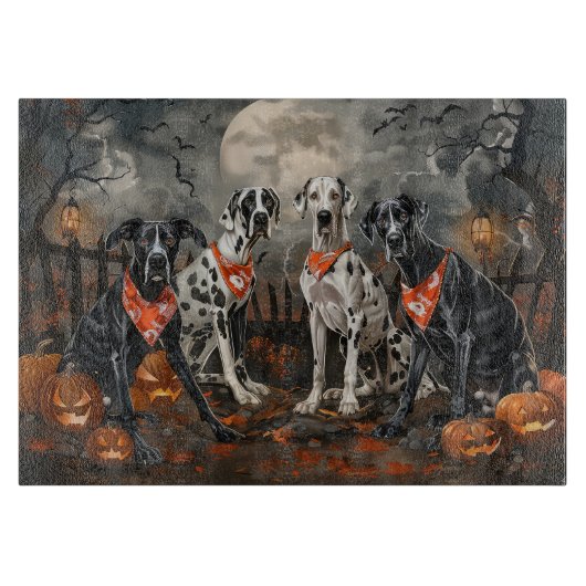 Great Dane Halloween Spoken Snijplank (Voorkant)