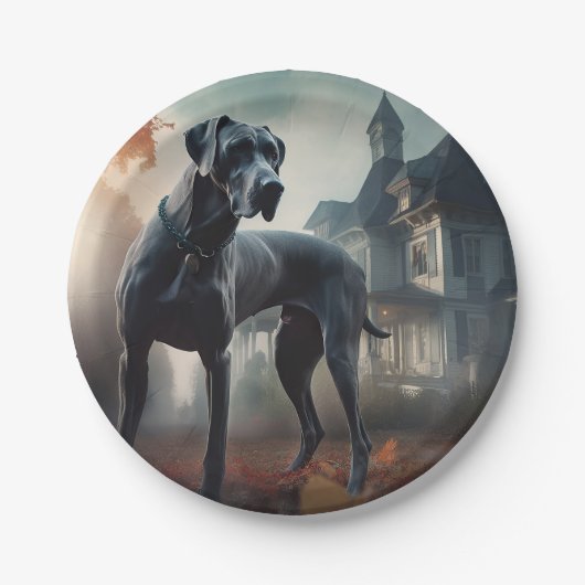 Great Dane Halloween Verschrikkelijk Papieren Bordje (Voorkant)