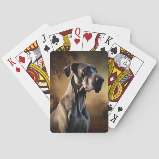 Great Dane Halloween Verschrikkelijk Pokerkaarten (Achterkant)