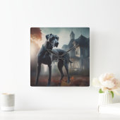 Great Dane Halloween Verschrikkelijk Vierkante Klok (Huis)